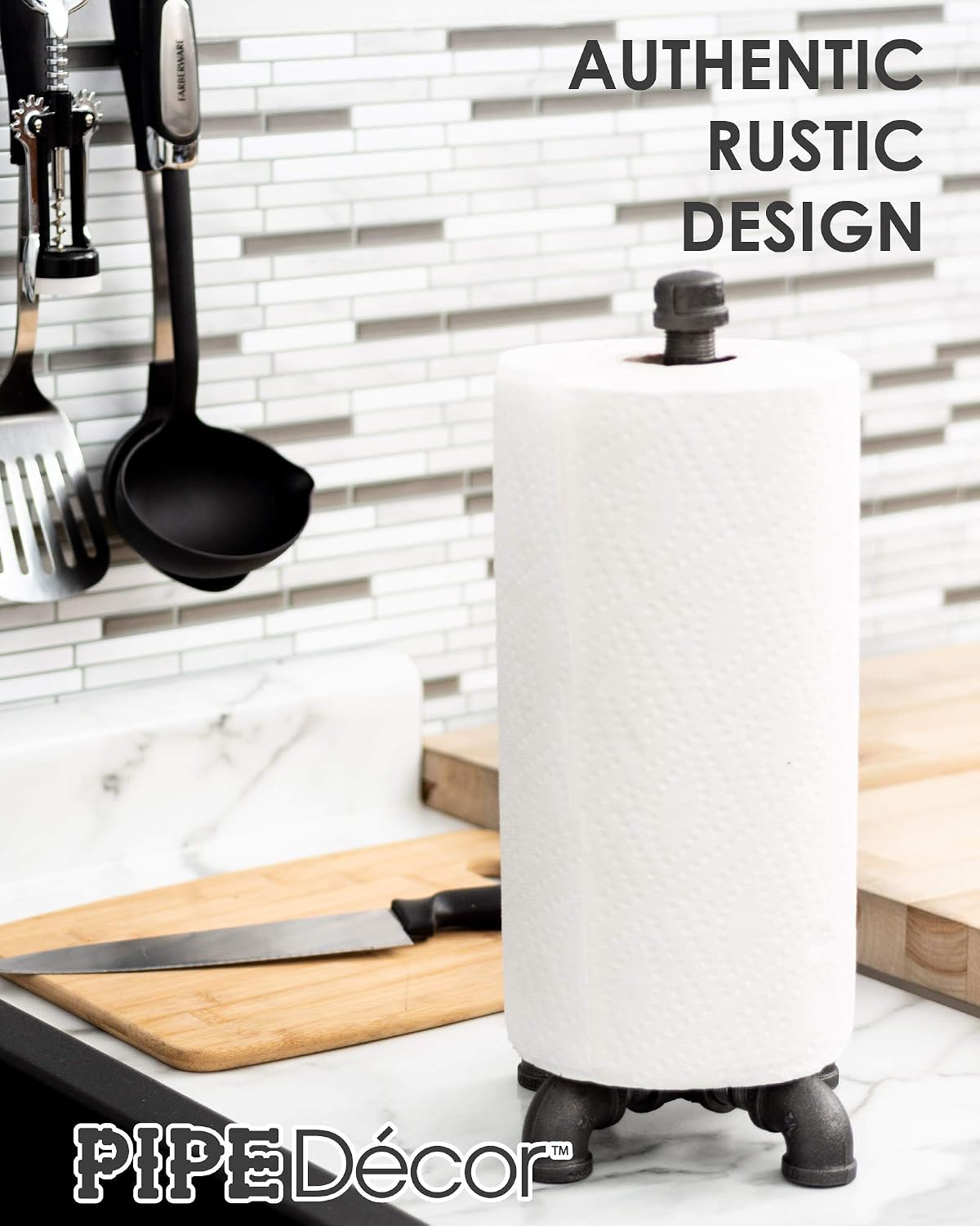 Gеt Dіѕсоunt оƒƒеr PIPE DÉCOR Holde Rustic Paper Towel Holder by Pipe Decor | Heavy Duty DIY Style, Wall Mounted Kit, Modern Chic Industrial Steel Grey, Commercial Grade Metal, Black