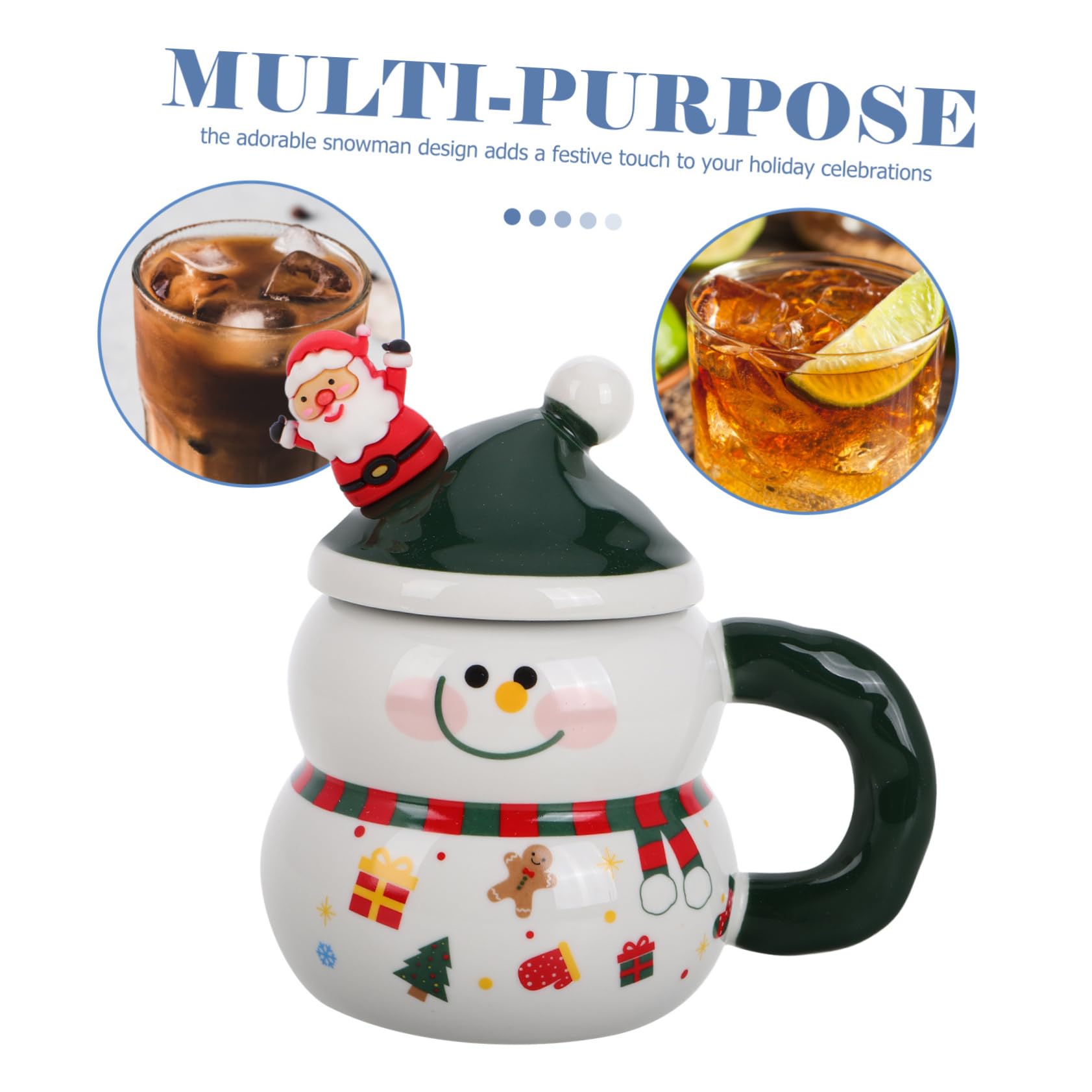 Taza De Muñeco Navidad Linda Taza De Invierno De Porcelana Con Tapa y Cuchara De Leche De Cerámica Rellenos Para Cestas Navideñas