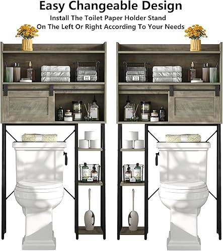 Miniatura 9 de Furniouse Armario de almacenamiento sobre el inodoro con soporte de papel higiénico, organizador de baño de almacenamiento masivo sobre el inodoro