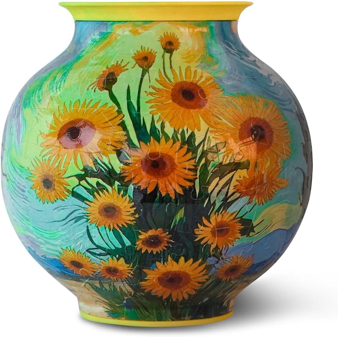 3D Puzzles for Adults Round Vase,Creative Sunflower Puzzle Vase DIY Decorative Vase Gifts for Home Decor Mother's Day Birthday