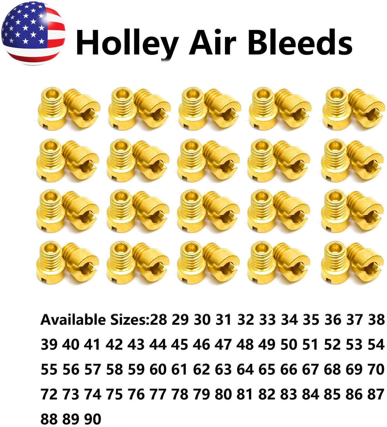 40 Pack (10-32) For Holley Carburetor AIR BLEEDS Assortment Kit .025 in.-.070 in.