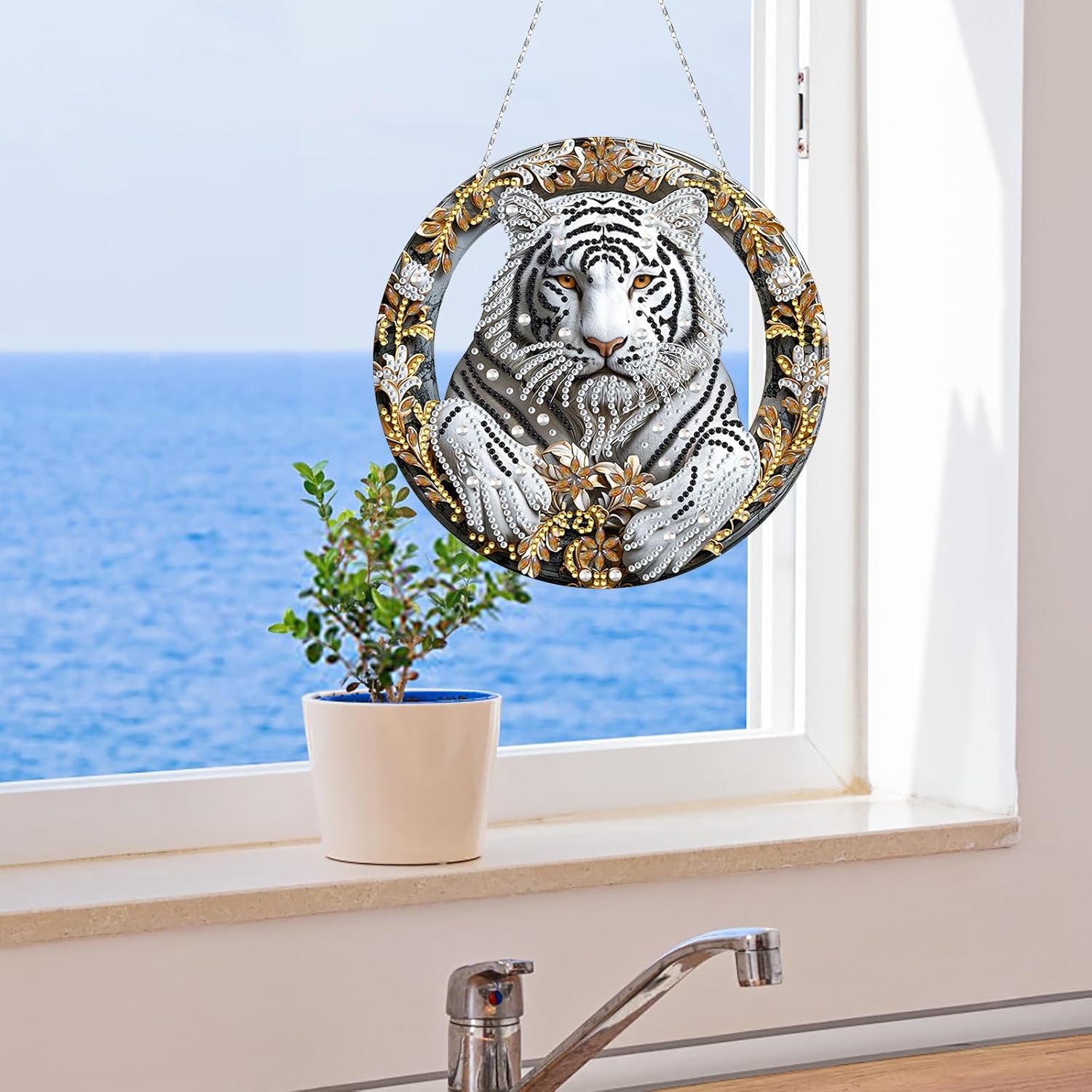 ARTopet 4Pcs DIY Diamond Pendant Ornament Special Shaped Crystal Diamond Art Painting Hanging Single Sided for Home Garden Wall Door Decor