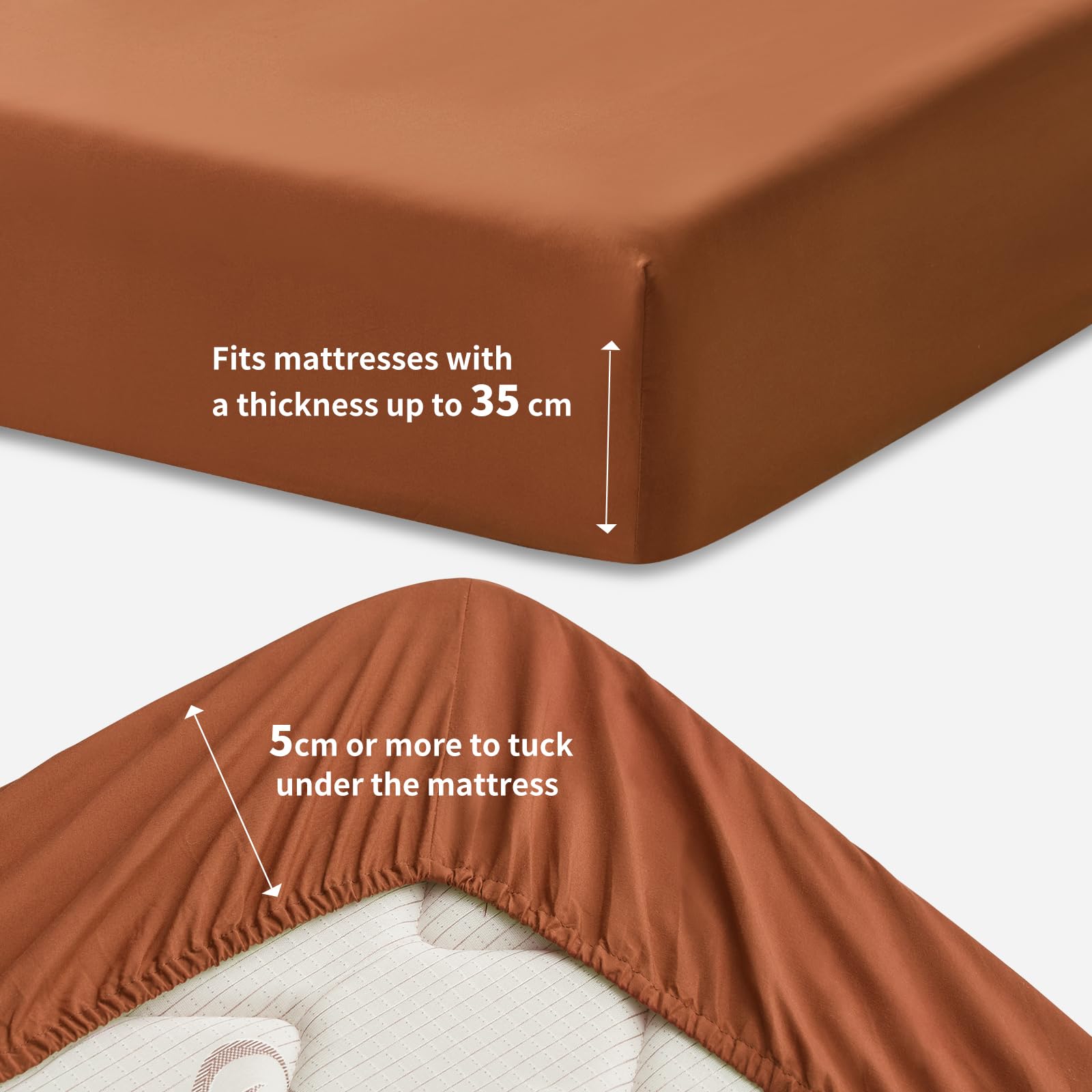 RUIKASI Lenzuolo con Angoli Matrimoniale - Oeko Tex Lenzuola Sotto con Angoli ed Elastico per Letto in Microfibra, 160x200 Arancione