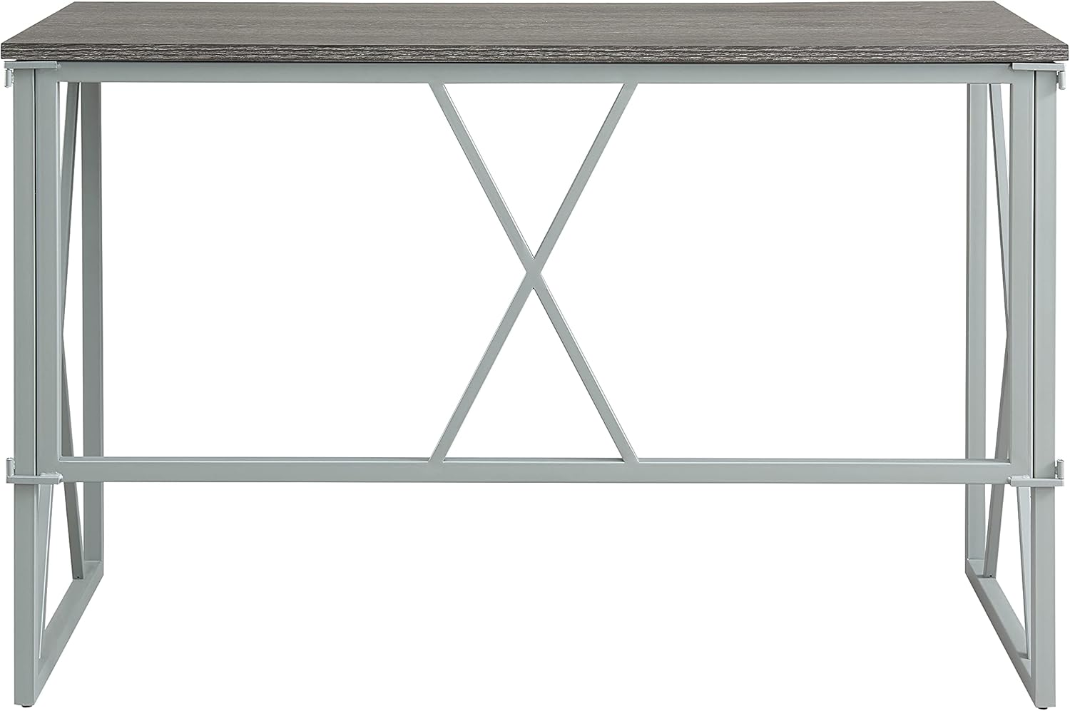 Leick Home Collapsible X Writing Computer Desk Space Saving for Bedroom, Home Office, Small Spaces, Fully Assembled in Weathered Wood/Satin Nickel, 70002-WWNK