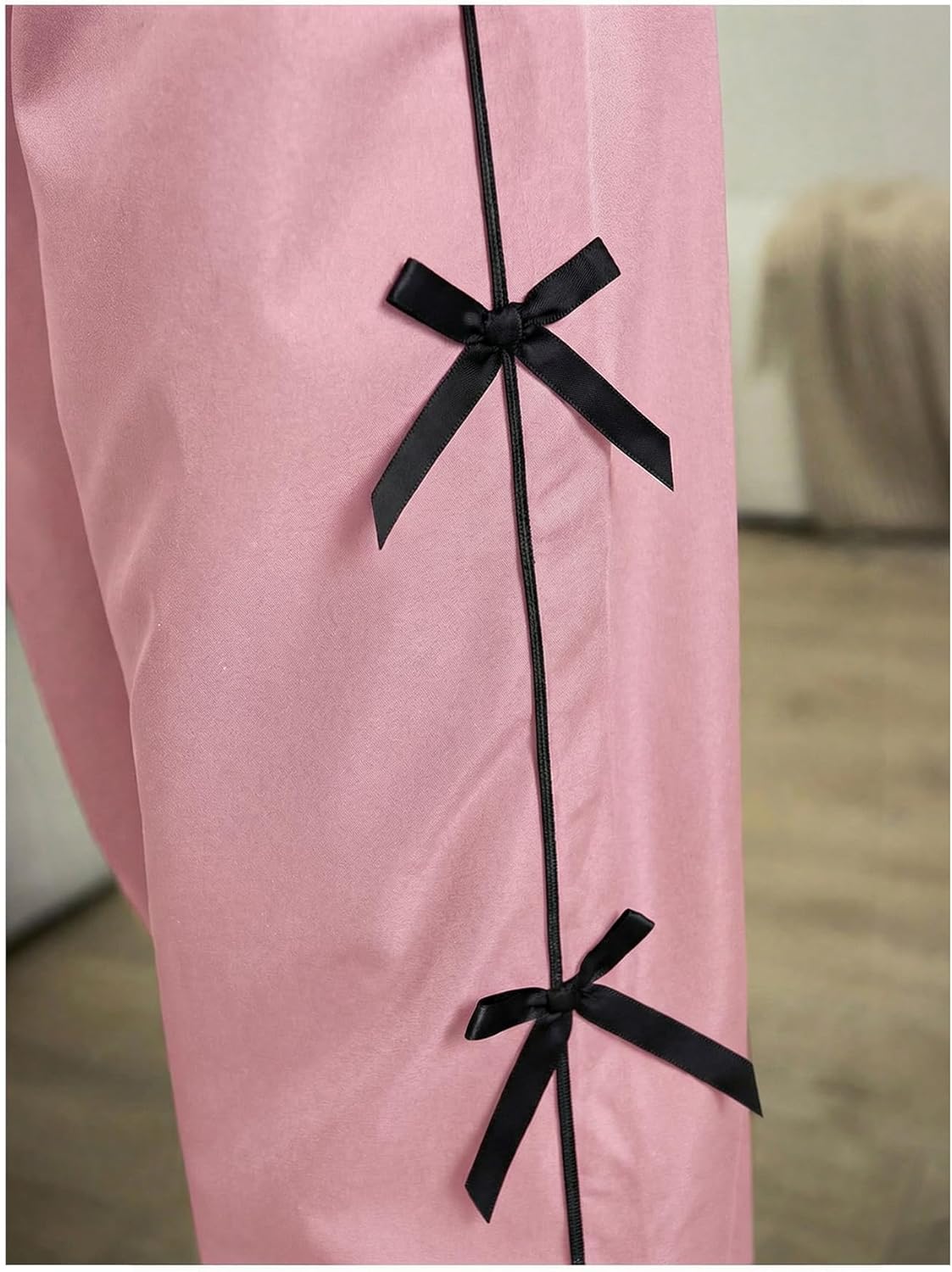 WDIRARA Girl's Bow Side Waist Track Pants Cute Wide Leg Trousers - Image 5