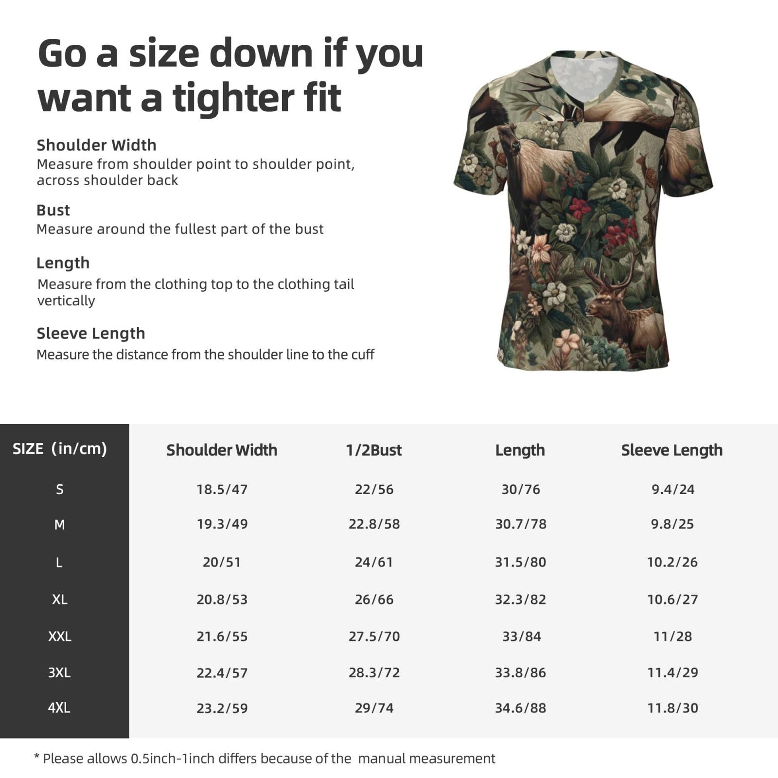 Stylish Athletic Sports Jersey Elk-Lush-Flowers Men's Rugby Jersey 4X-Large