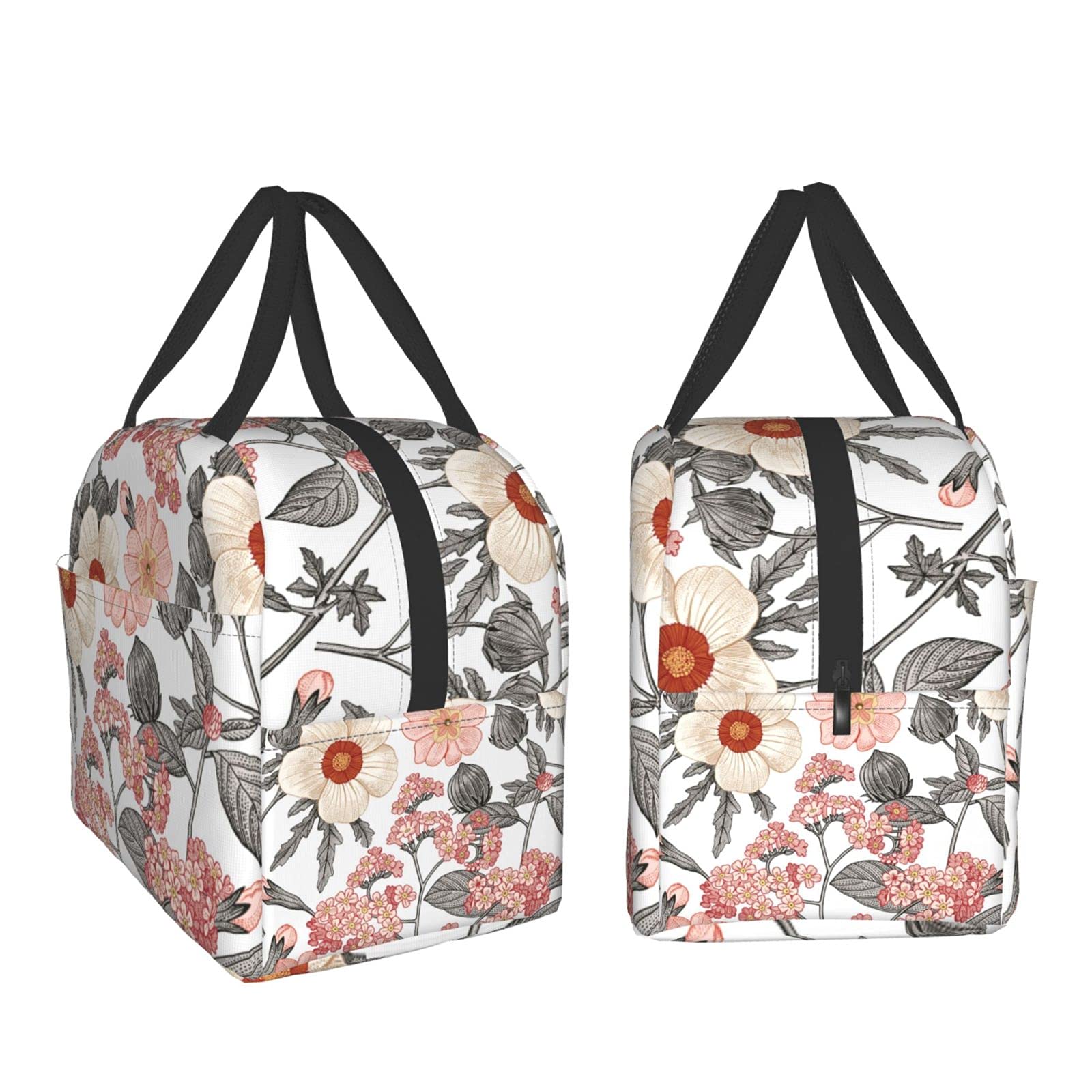Borsa termica per il pranzo vintage con fiori colorati, per donne e uomini, borsa termica per il pranzo a tenuta stagna, per adulti, bambini, scuola, lavoro, picnic