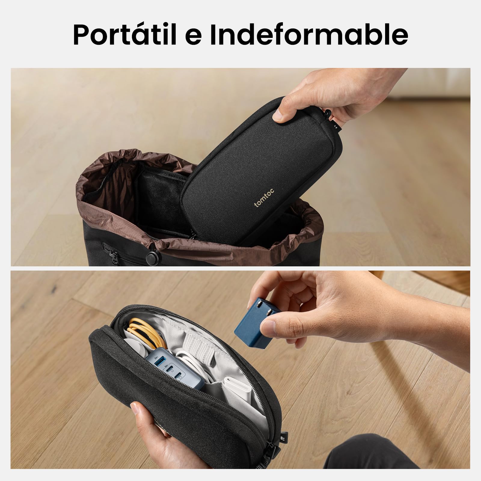 tomtoc Bolsa para Cables Accesorios, Organizador Cables Viaje, Bolsa Organizadora de Cables Portátil para Alimentación de Teléfono Móvil, Power Bank, Memoria USB, AirPods y Artículos de Uso Diario