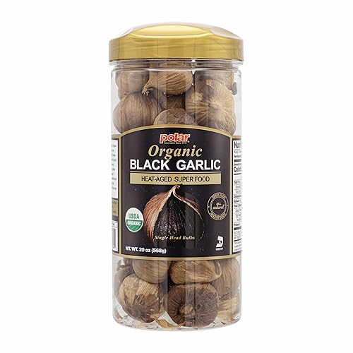 MW Polar USDA Organic Black Garlic 20 oz (Pack of 1), Whole Bulbs, Easy Peel, All Natural, Chemical Free, Kosher Friendly Ready to Eat Healthy Snack
