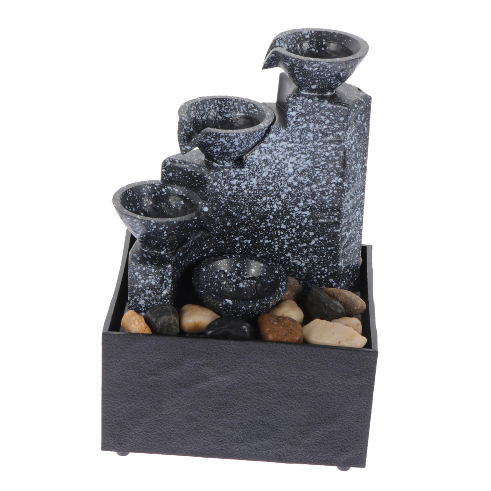 TOPBATHY Fuente Artificial Portátil de Resina, Alimentación 5v/1a o Pilas AA, Decoración para Oficina, Interior y Exterior