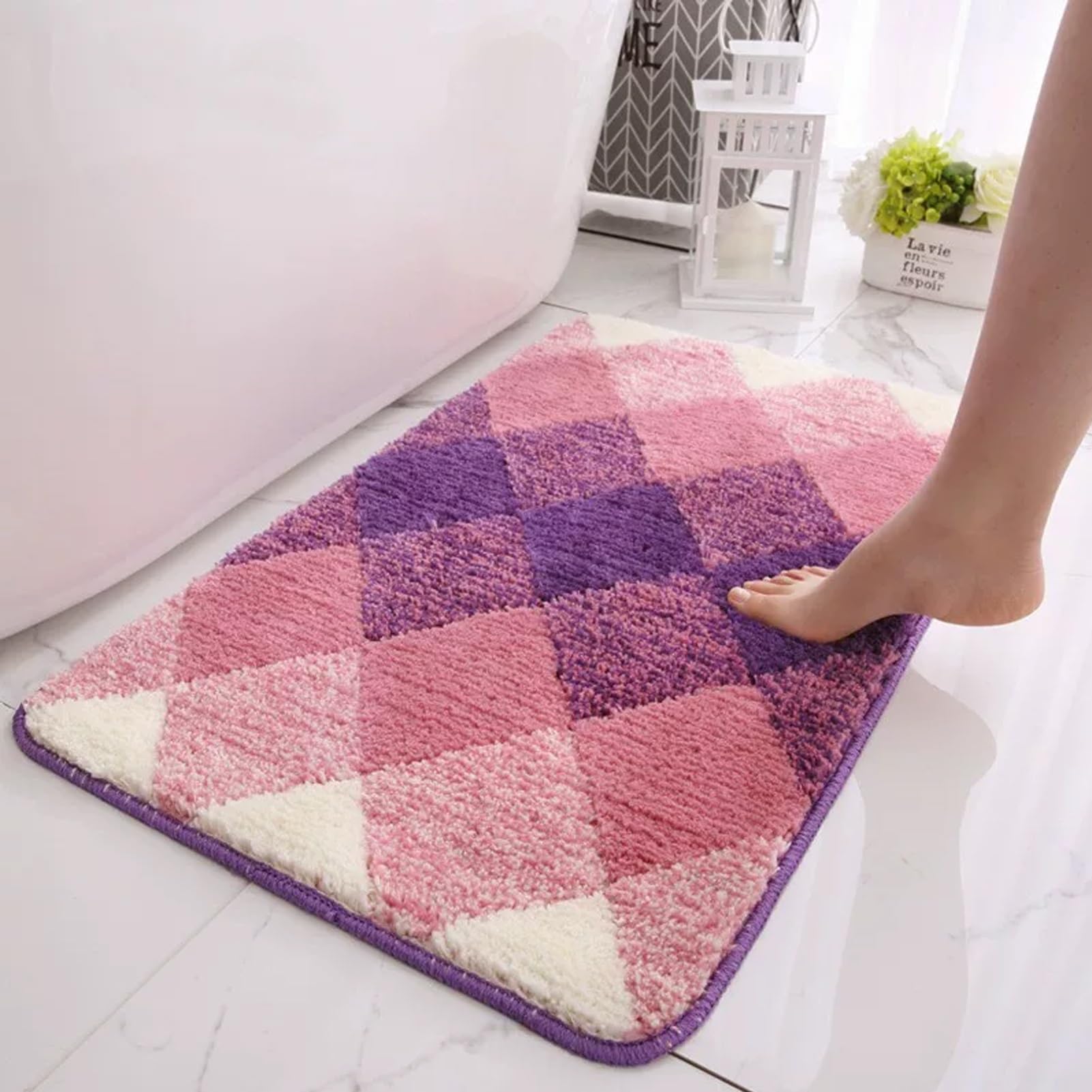 Tapis de bain super absorbant rose violet 50x80cm antidérapant
