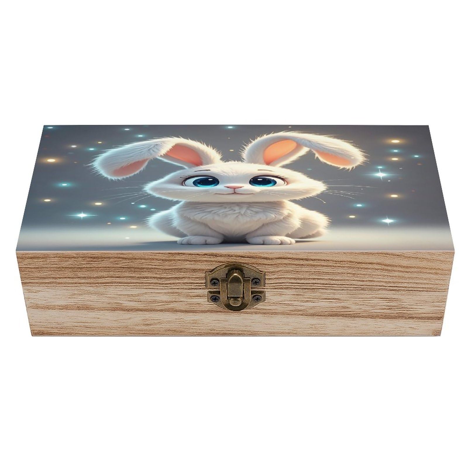 FekiLoot Cute Rabbit Wooden Storage Box Exquisite Wood Keepsake Box Vintage Wooden Gift Jewelry Case for Crafts And Photo Storage Boxes