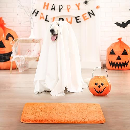 Miniatura 3 de TECHMILLY Juego de 2 alfombras de baño antideslizantes para el suelo del baño (naranja, 24 x 17 pulgadas)