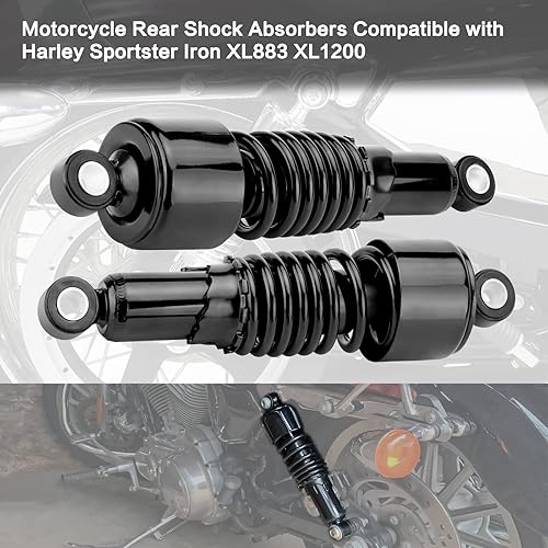Miniatura 7 de VG MOTO Amortiguadores traseros para motocicleta de 10.5 pulgadas10.512 in, kit de suspensión trasera negra, repuesto para Harley Sportster Iron XL