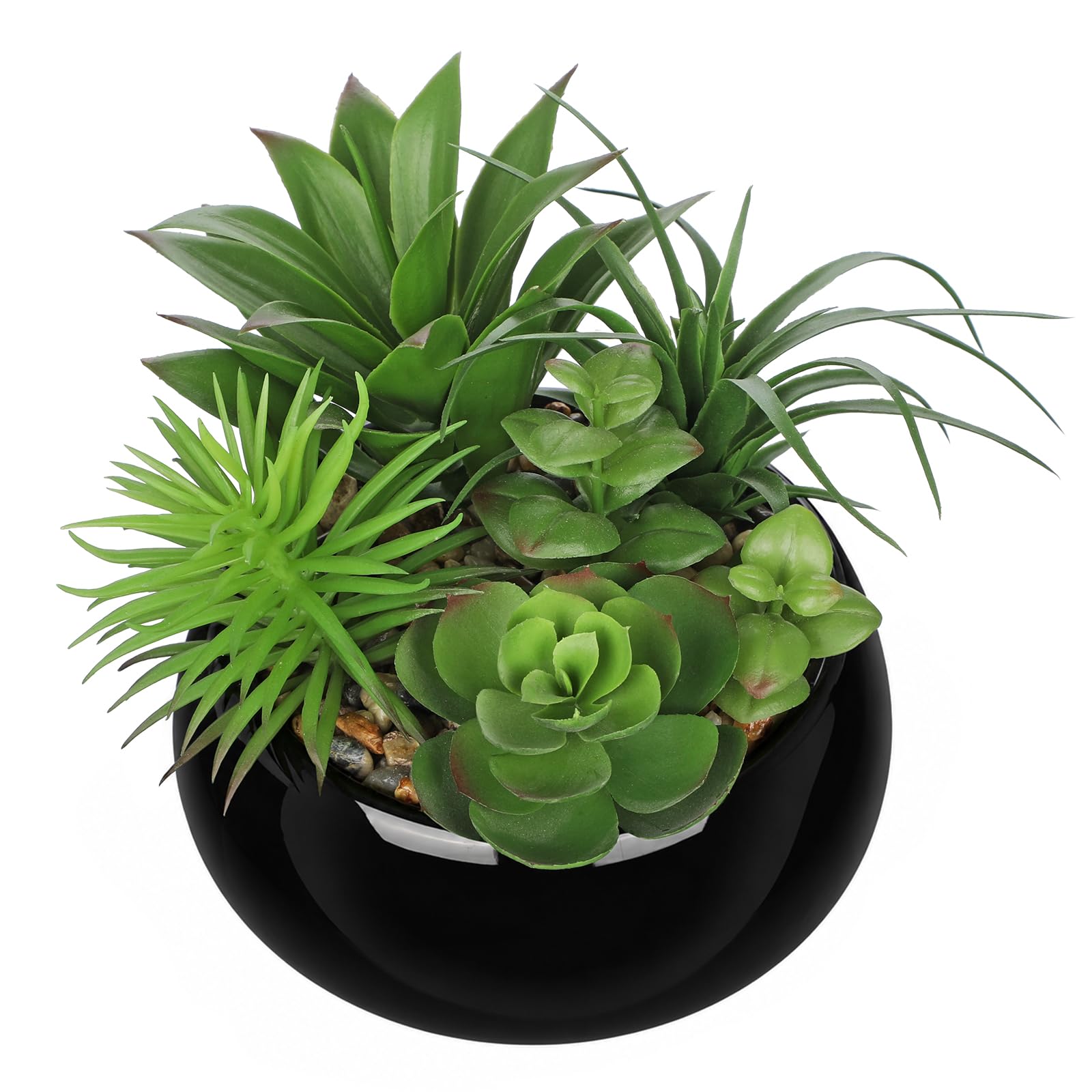 15CM Artificial Succulent Plants in Black Ceramic Pot Indoor Desk Plant