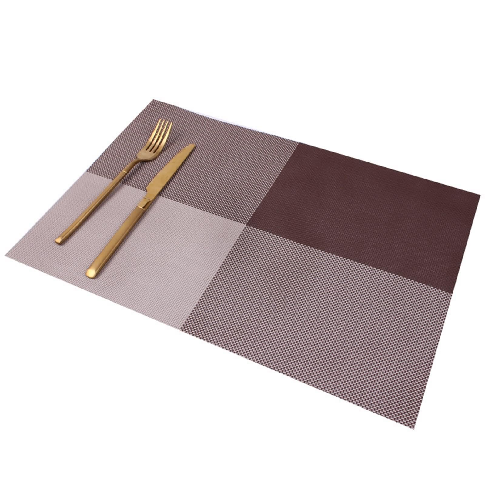 Tischset Herbst Deko, Platzset 8 Stück 30x45cm Gewebtes Rechteckiges Muster PVC Grauer Kaffee