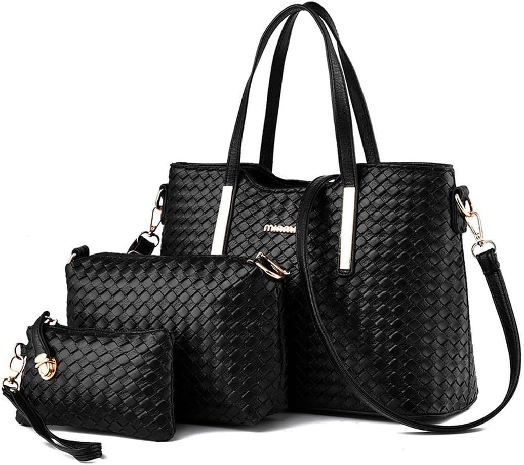 VINICIO Women's Fashionable Knitting Elements Gentlewomanly Elegant Shoulder Bag Large Hangbag(Black)