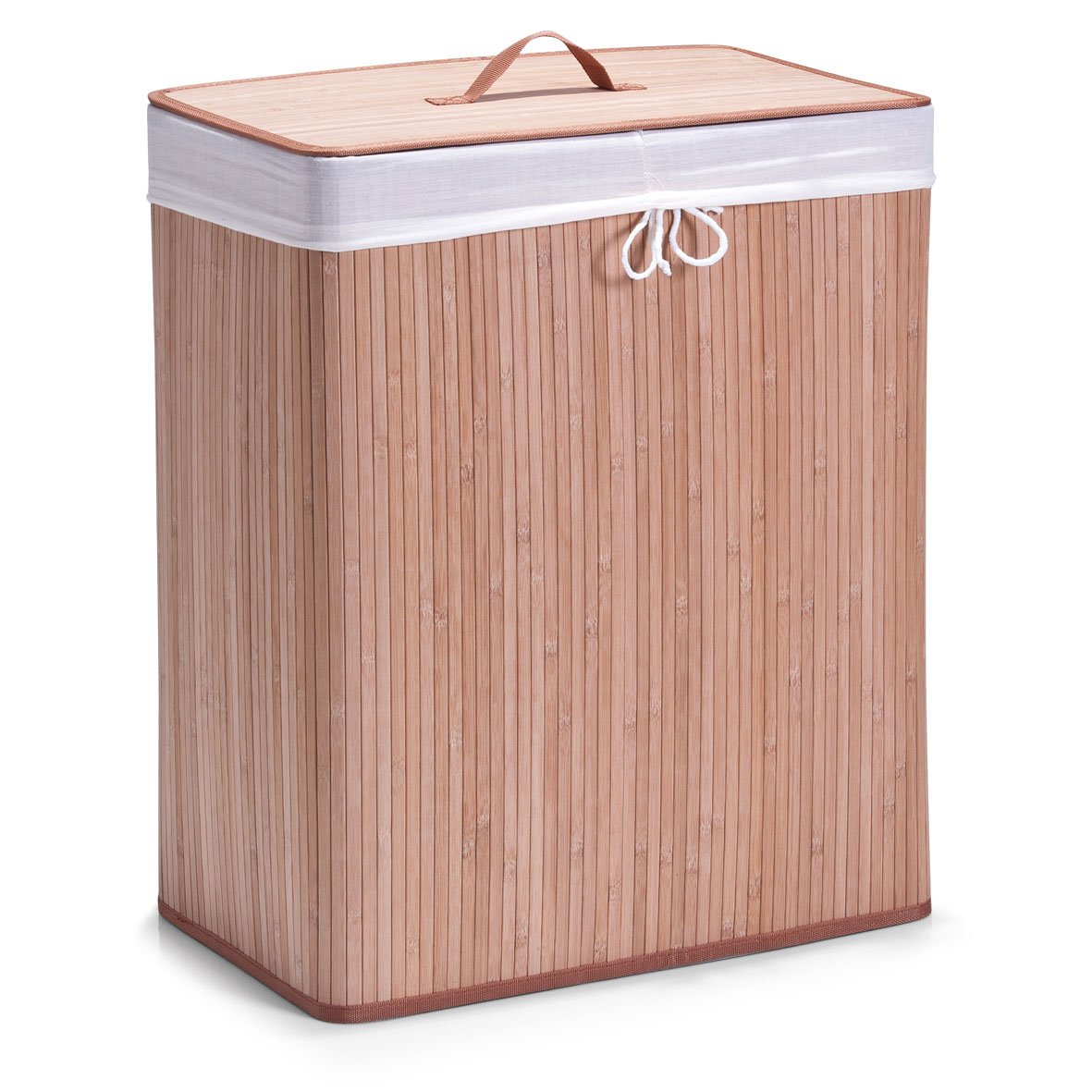 Panier à linge meuble de tri en bambou naturel double compartiment