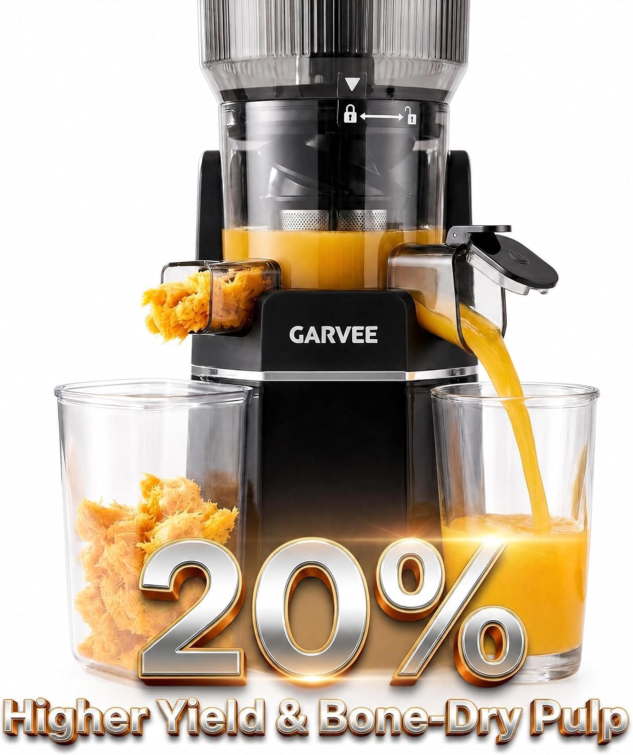 GarveeHome Estrattore di succo Slow Juicer, 250 W, spremuto a freddo, per