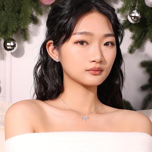 Miniatura 7 de Collar de Libélula Plata Esterlina Collar con Dije Colgante de Libélula Collar Delicado de Libélula Joyería de Insecto Collar de Insecto Circonita