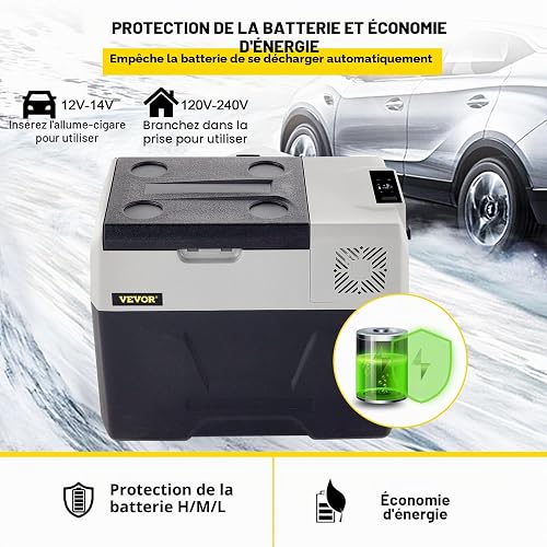 VEVOR Mini Frigorifero Portatile per Auto 40L, con Schermo LCD Digitale, 220 V Mini Frigorifero Congelatore, Congelatore per Frigorifero Portatile da -20 a 20 Gradi C - 6