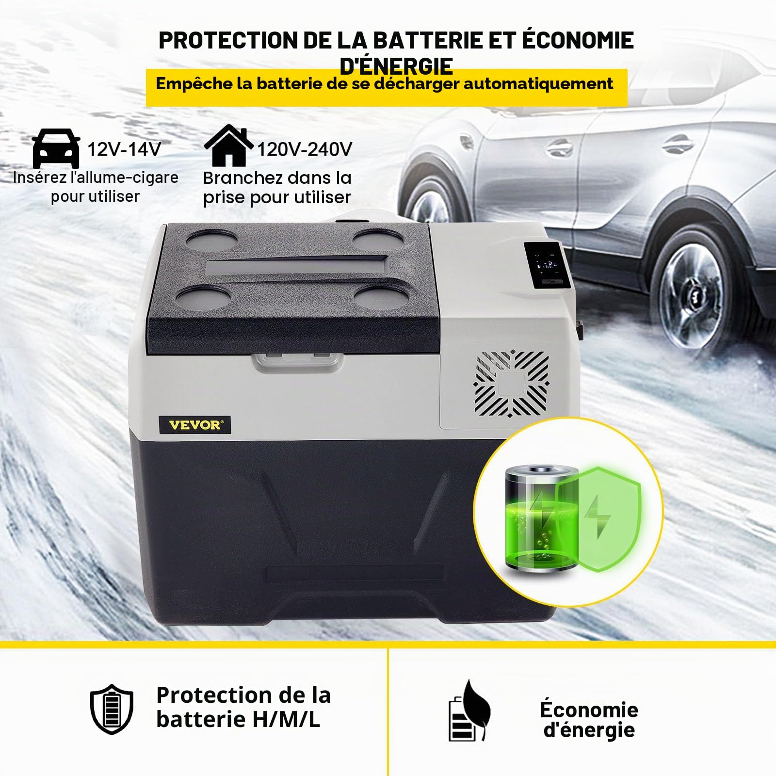 VEVOR Glacière Congélateur Voiture 40 L Portable Mini Frigo Silencieux 220V avec Panneau Numérique -20 à 20℃ pour Maison, Voiture et Camping