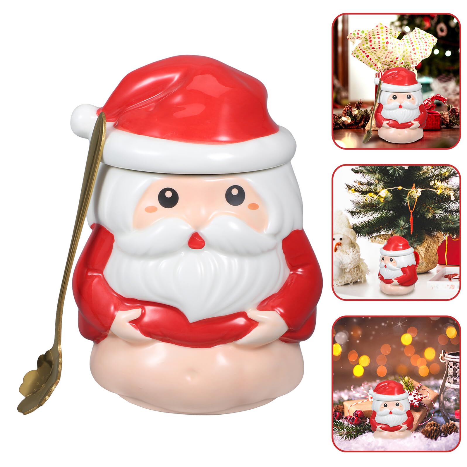 Zerodeko Taza Navideña de Papá Noel de Cerámica Decorativa para Té para Fiestas de Navidad