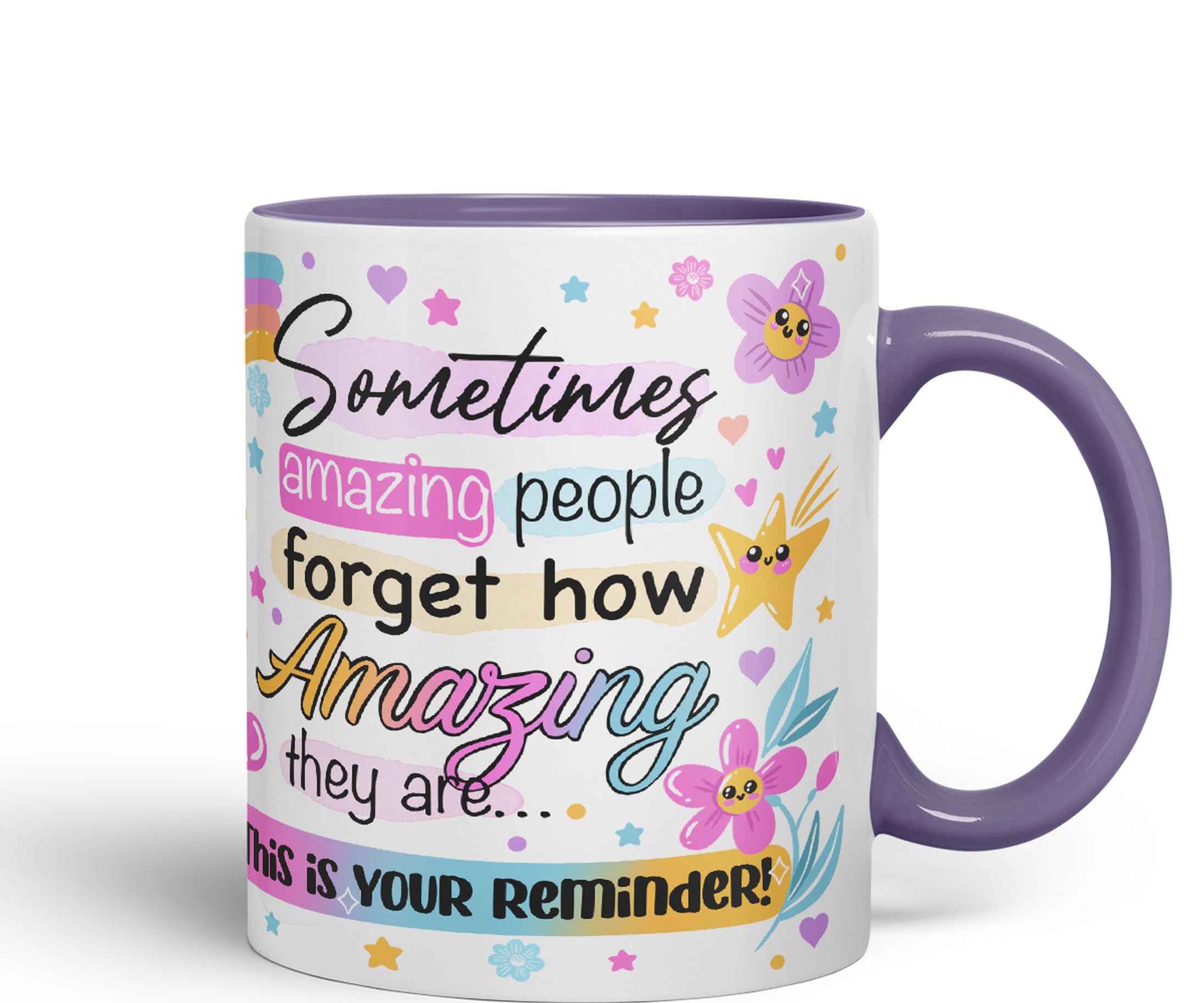 Vixar Sometimes Amazing People Forgot... Coloured Ceramic Mug Cup Gift 330ml 11oz Work Office Tea Coffee Gift (Purple) - Image 2