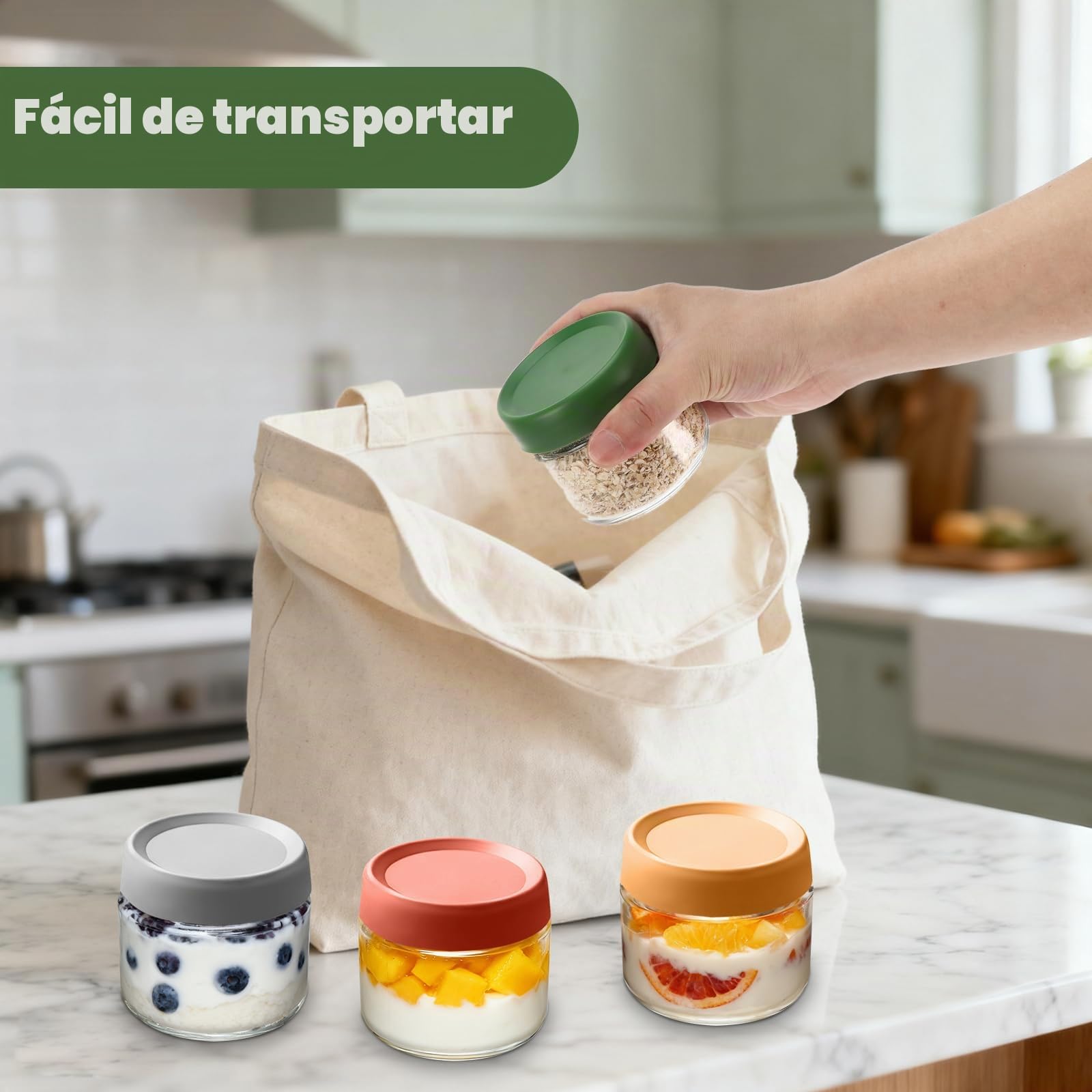 6 Piezas Tarros de Cristal con Tapa de Rosca,300ml | Overnight Oats Jar,Tarros de Avena Nocturna,Utiliza para la Frescura y Conservación de Avena,Ensalada, Mermelada