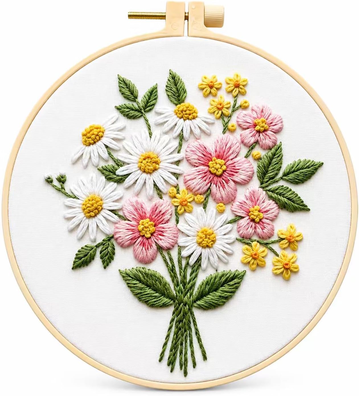 ZGEZGE Daisy Embroidery Kit for Beginners, DIY Floral Needlework Set