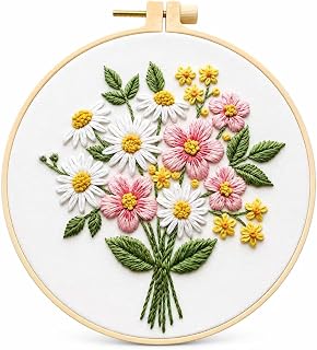 ZGEZGE Daisy Embroidery Kit for Beginners, DIY Floral Needlework Set