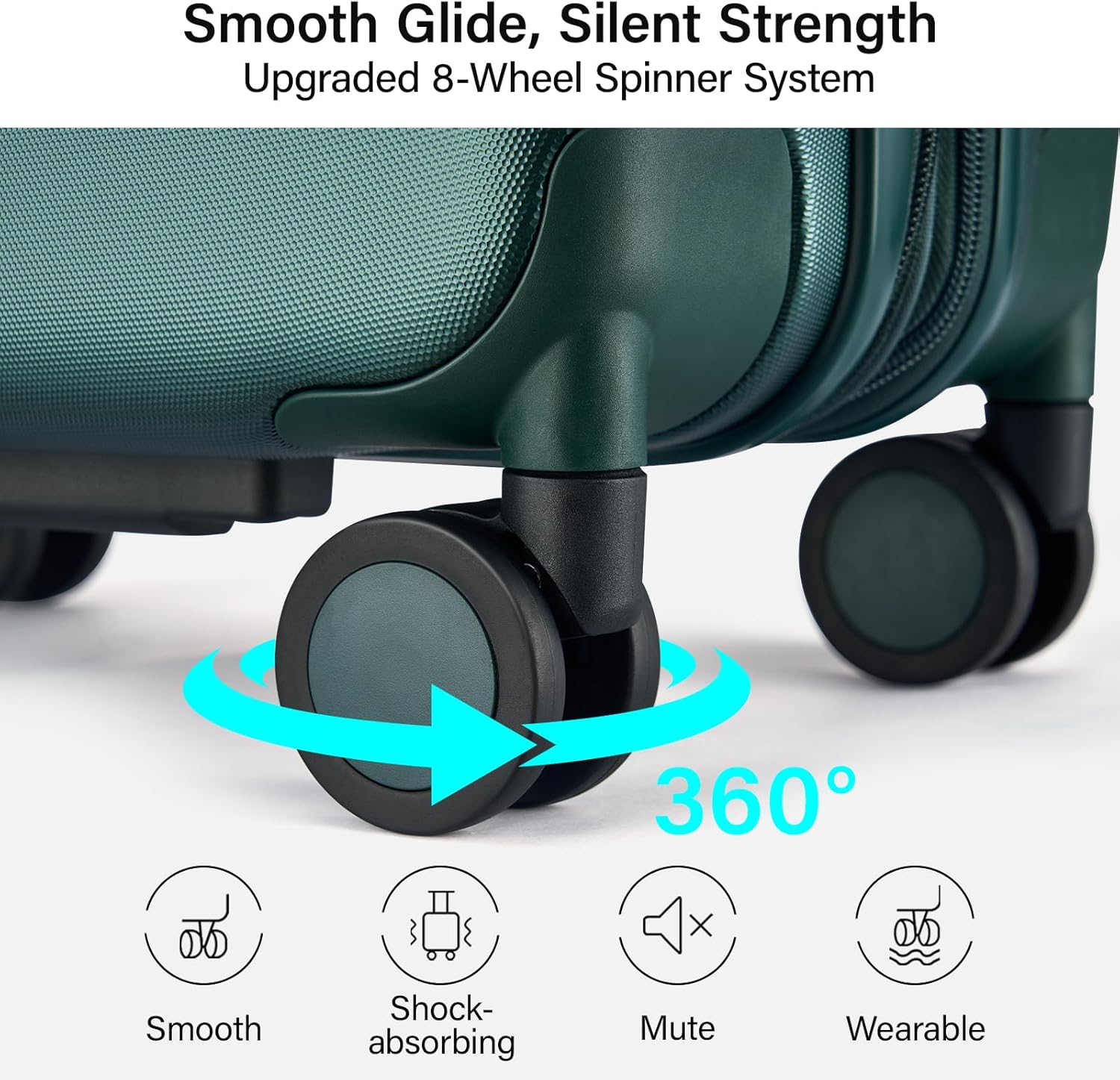 Hanke Expandable 26 Inch Luggage with Spinner Wheels, Hardside Large Suitcase, All-PC Hard Shell Travel Luggage, TSA Lock, Lightweight Durable Checked-Medium (Blackish Green, 93L) - Image 4