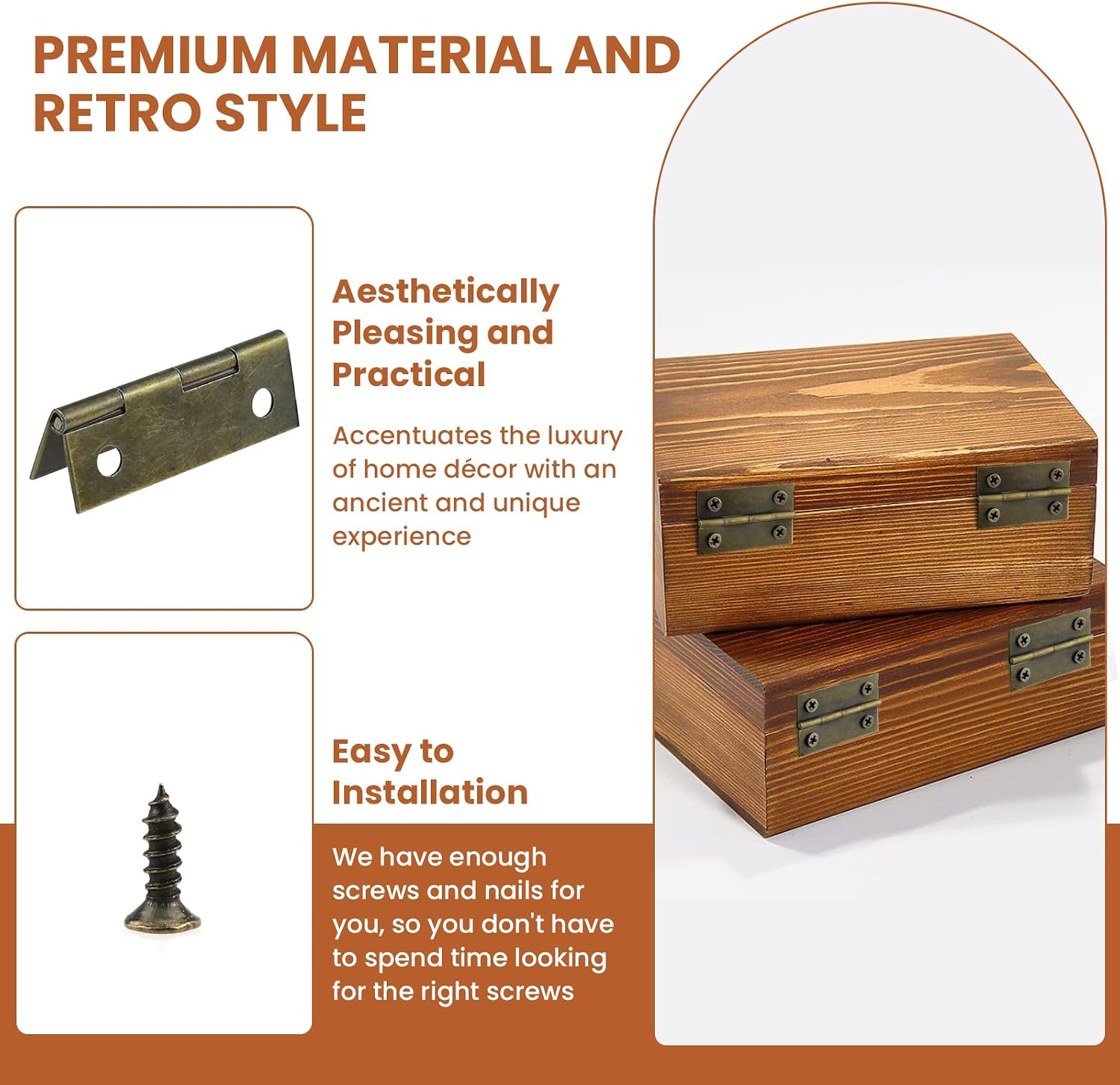 1 Set Jewelry Box Hinges Hasp Catch, Retro Engraved Decorative Hardware Kit with Screws for DIY Wooden Case Furniture Cabinet Suitcase Decoration and Repairs (Antique Bronze)