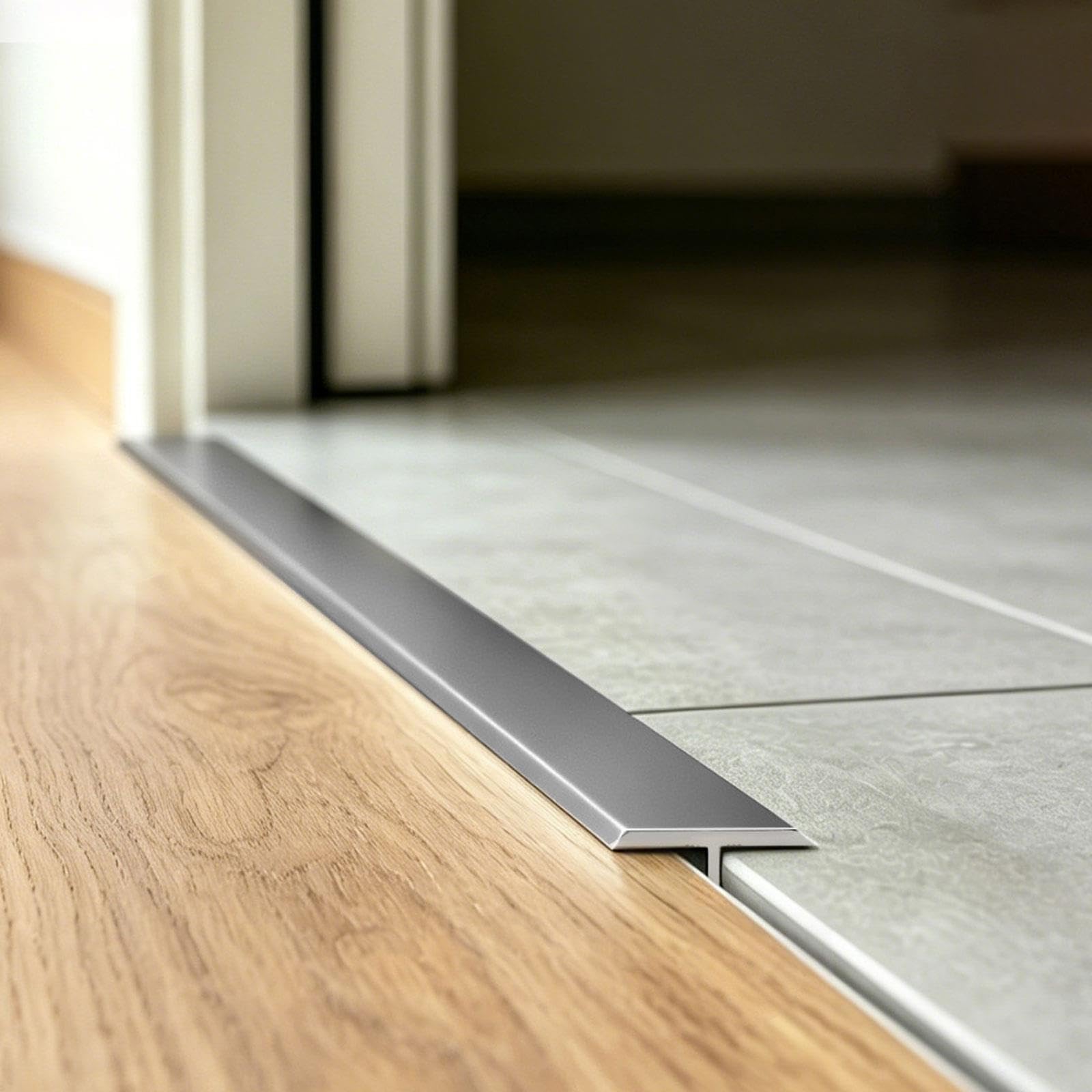 Profilo di Transizione per Pavimento, Striscia Divisorio per Soglia Porta | 90cm Listello Decorativo in Alluminio, Fessure Parquet e Piastrelle, 3 Pezzi(Grigio,25mm)