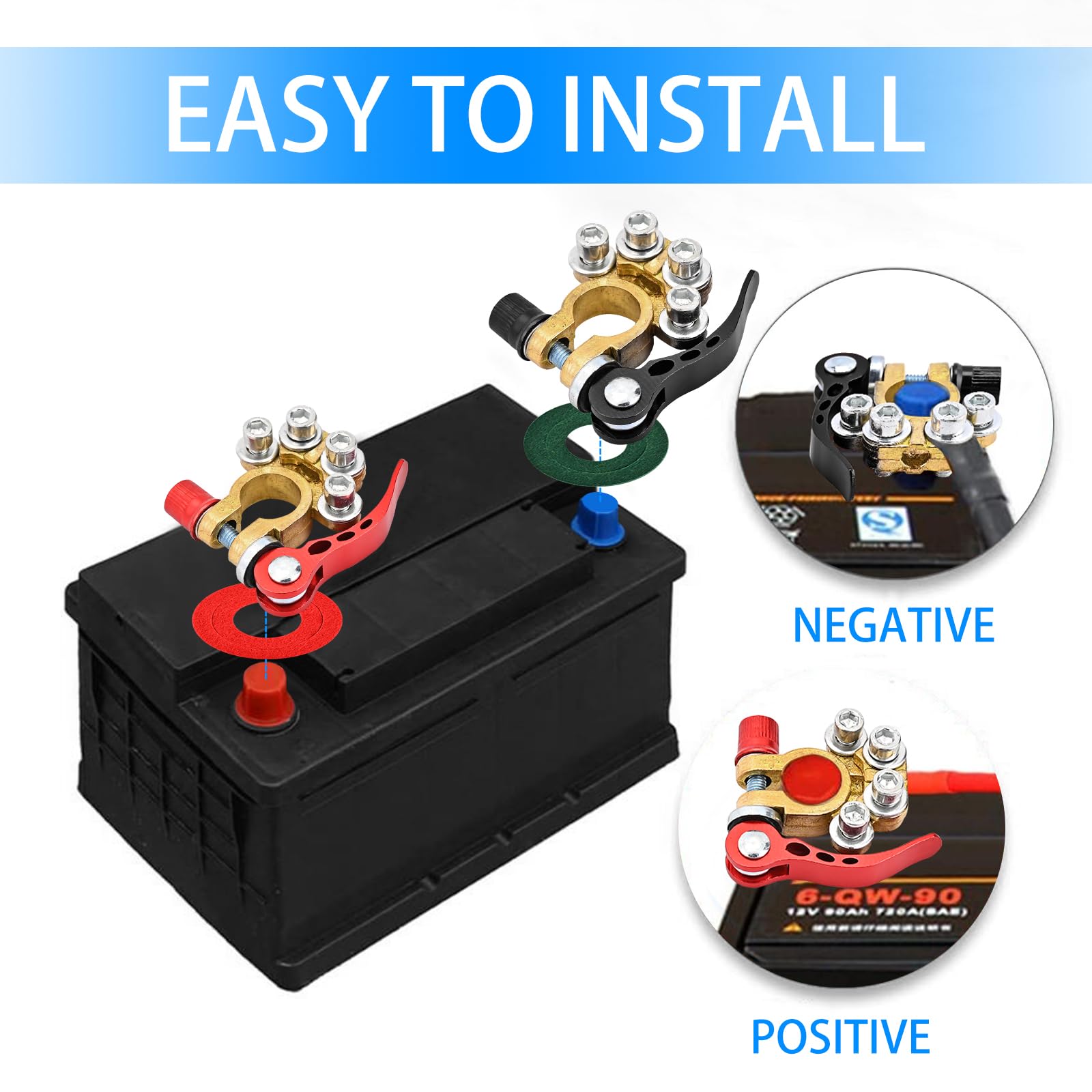 Connettori Batteria Auto Con Sgancio Rapido - 2 Pezzi In Ottone Per Auto, Camion, Camper - Foto 3