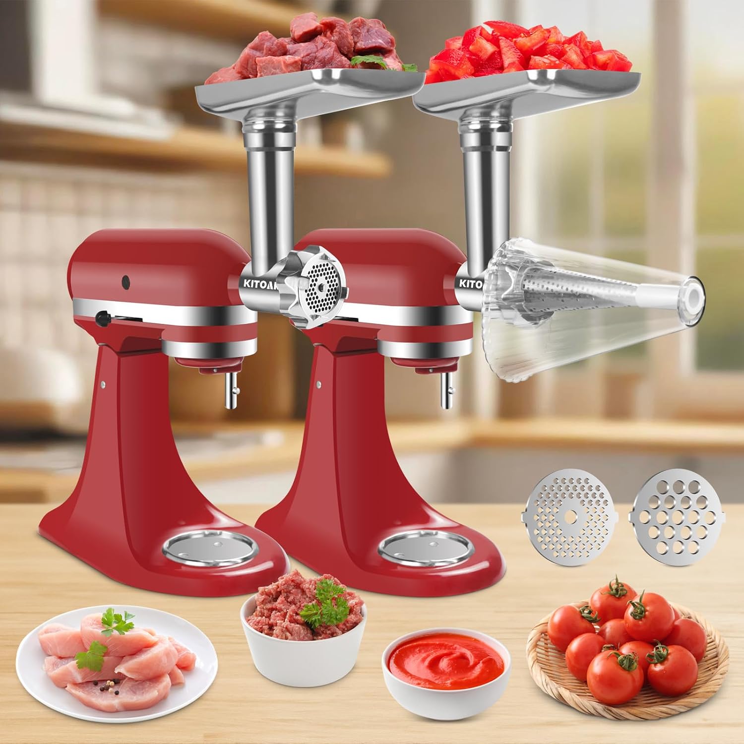 KITOART Fruit & Vegetable Strainer Attachment for Kitchenaid, Meat Grinder