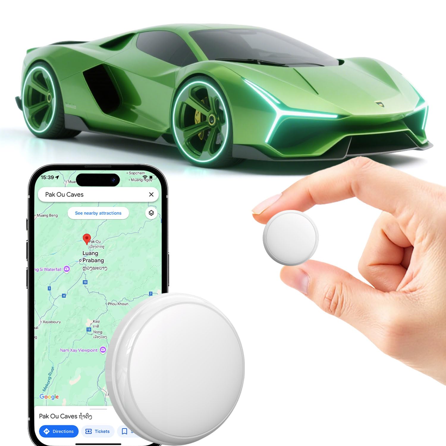 Localizzatore GPS per cani e gatti, impermeabile, leggero, mini localizzatore per animali domestici in tempo reale con batteria di 1 anno, nessun abbonamento o SIM richiesto, cronologia delle