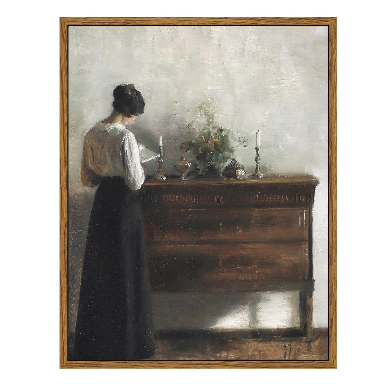 VIYYIEA Vintage Framed Black Dog Wall Art, Bedroom Living Room Minimalist Animal Art Decor, Antique Dog Canvas Print Paintings, Home Farmhouse Retro Still Life Decor, 12x16 Inch — view 97