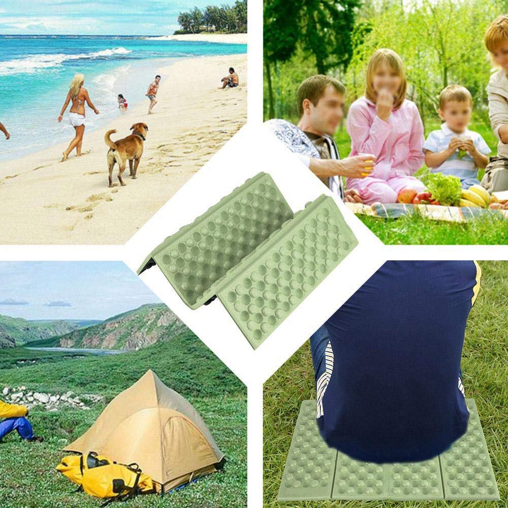 Demeras Mata kempingowa XPE składana poduszka siedzenia odporna na wilgoć Mini Foam mata do siedzenia na piknik, wędrówki, wspinaczkę, biwakowanie, podróże (Zielony+Czarny)