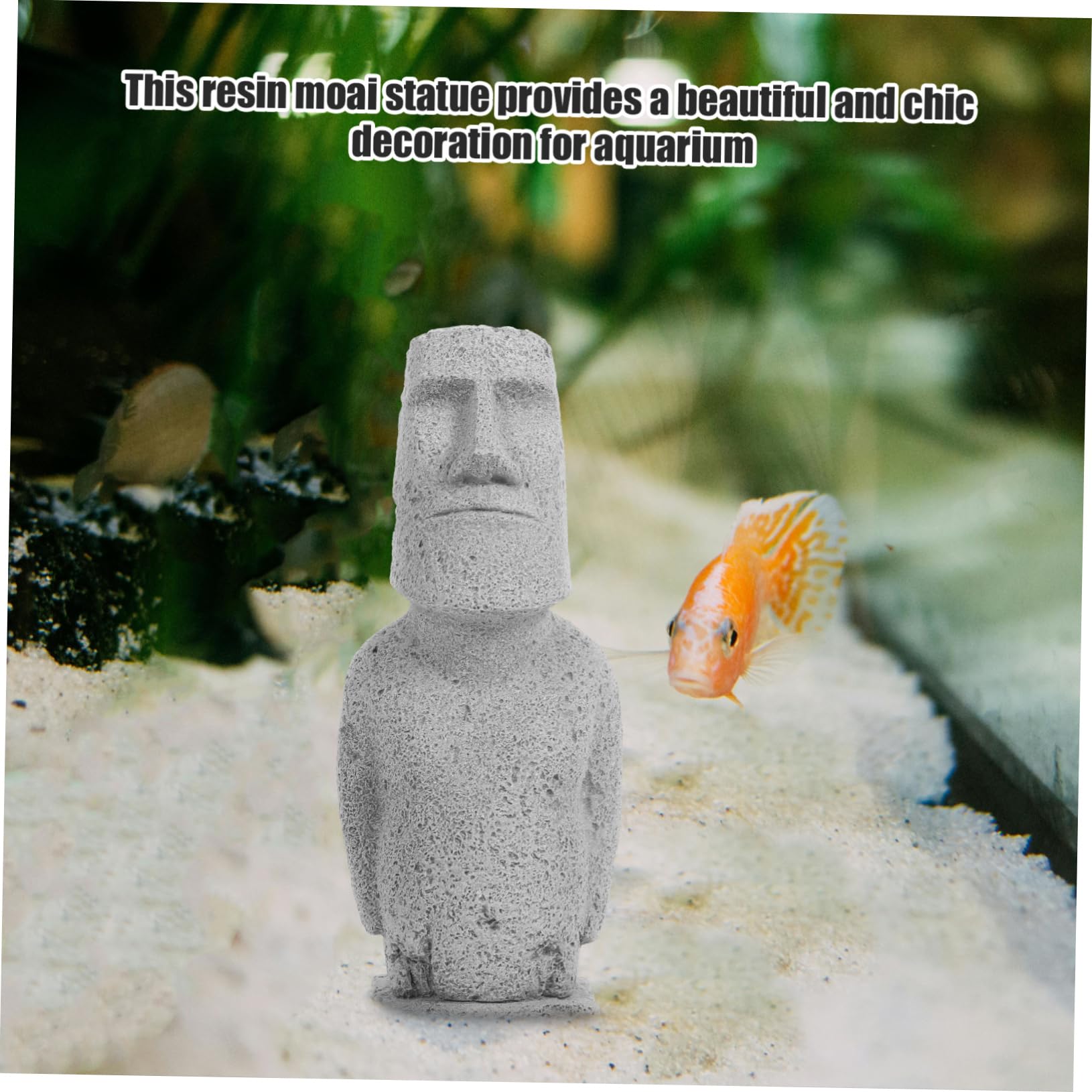 ULTECHNOVO 2 Pièces Statue Moai simulée île de Pâques Ornement décorations d'aquarium Sculpture Pierre Aquarium Moai Statue Moai sous-Marine Aquarium orner grès Grey