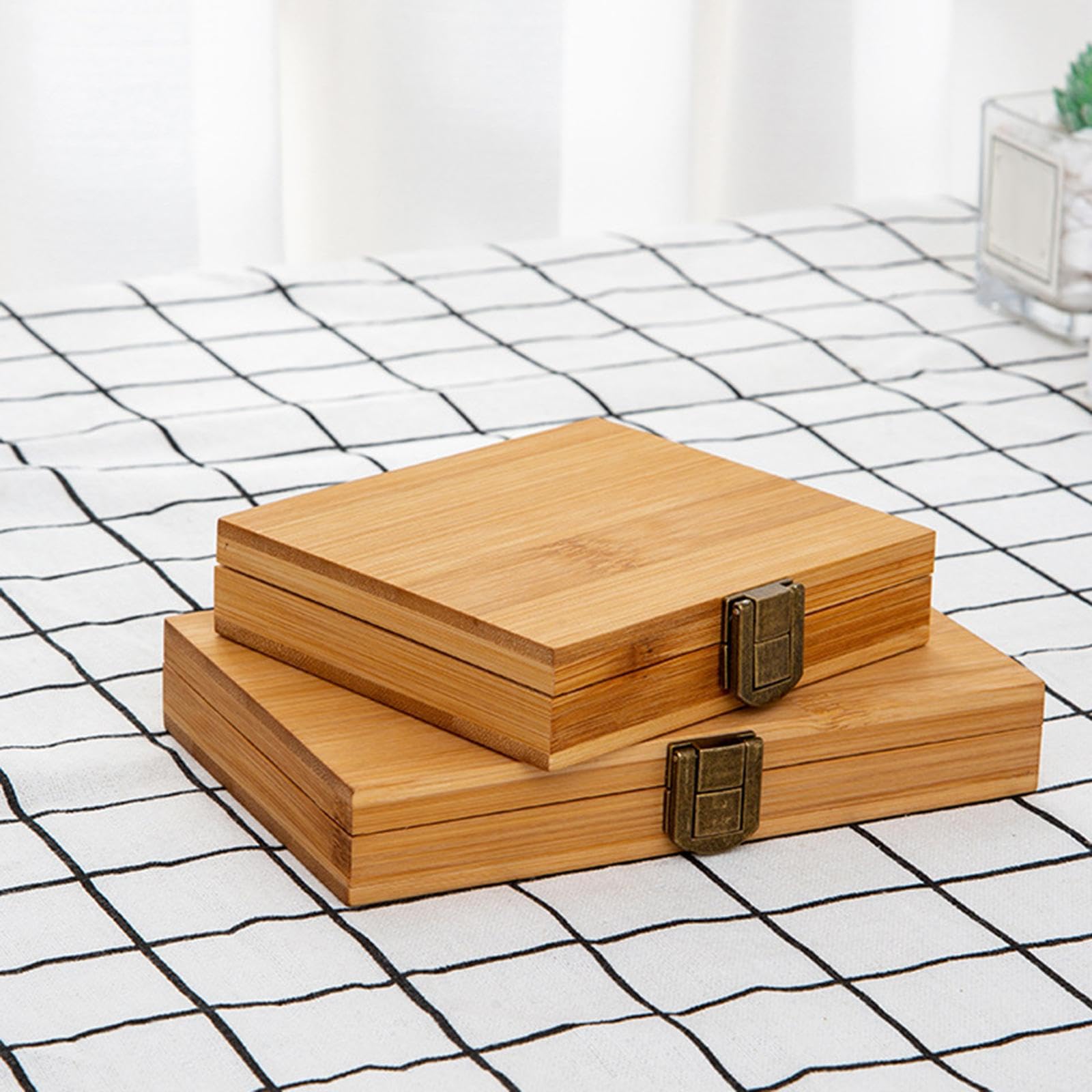 Lot de 3 palettes de peinture vides en bambou avec couvercle pour peintres étudiants studio 36 grilles 11,5 x 10,5 x 2,5 cm
