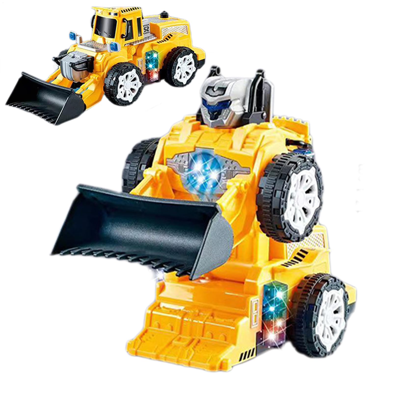 Transform Car Robot - Electric STEM Construction Vehicle Toy, Flashing Light Music Cars, Educational Robots | Learning Toy for Kids School Award Christmas New Year Carnival Birthday Gift Fun Play Vehi