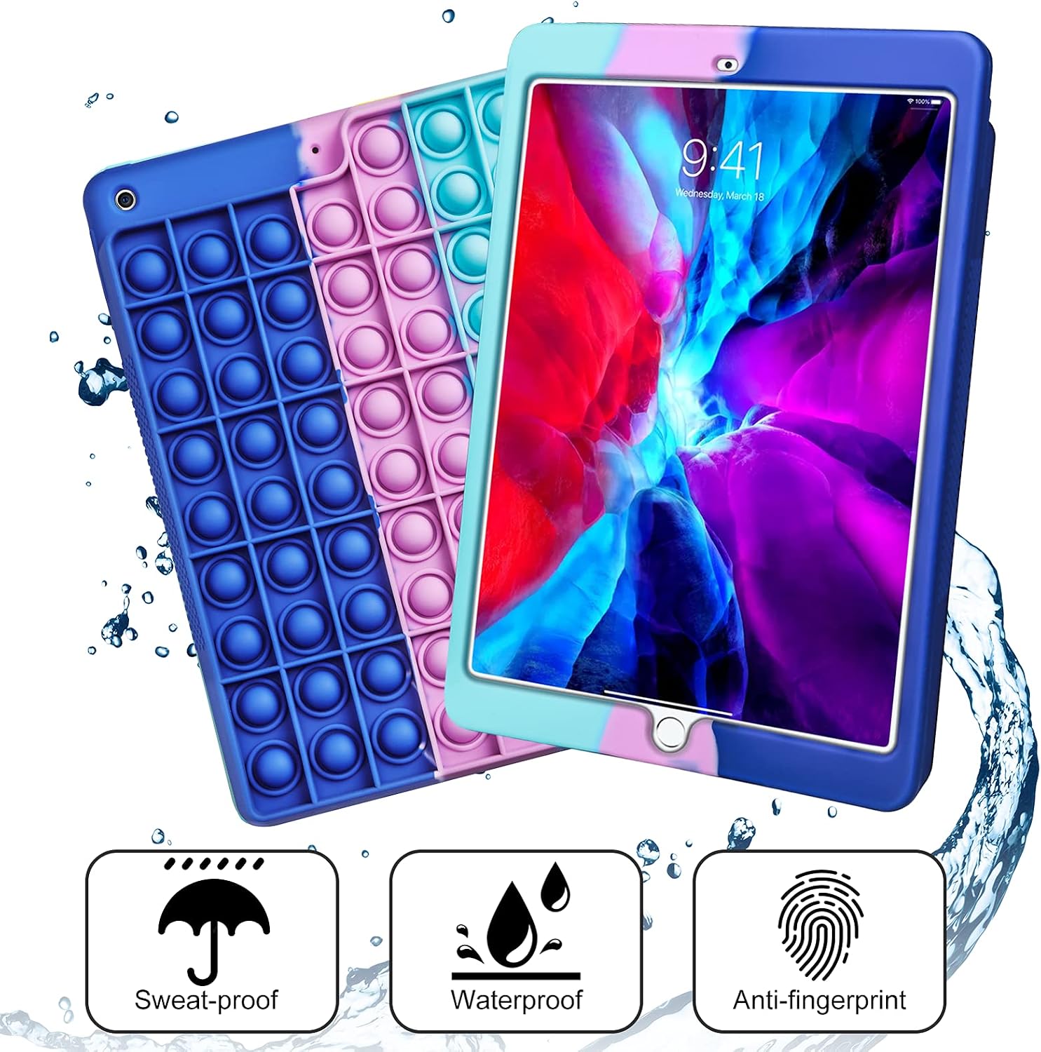 for iPad 9th Generation Case 2021,iPad 8th 7th Generation Case Soft Silicone Protective Cover, Colorful iPad 10.2 Case Stress Reliever Shockproof Cover for iPad 9th/8th/iPad 7th-Blue
