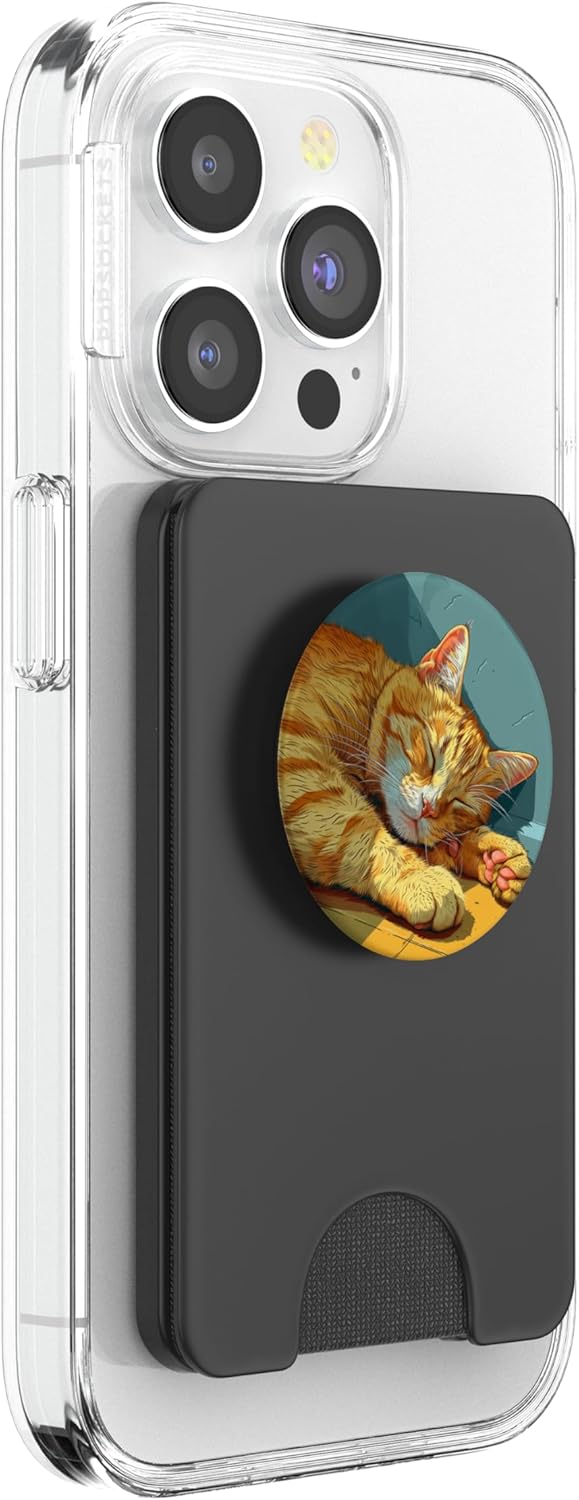 Orange Tabby Cat Sleeping PopSockets PopWallet for MagSafe
