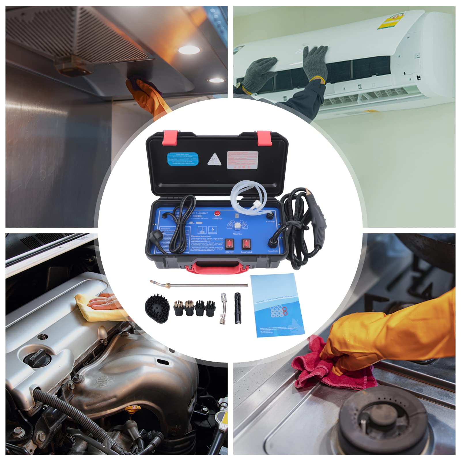 DOONARCES 1700W Handheld High Pressure Steam Cleaner Home High-Temp Steam Cleaning Machine Vehicle Auto Cleaning Tool Steam Washer for Car Detailing Household Kitchen Range Hoods 3-3.5Pa (Type 1)