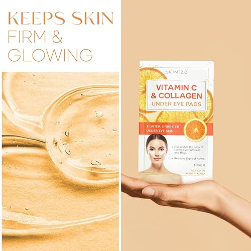 Miniatura 7 de Skin 2.0 Parches de vitamina C y colágeno para debajo de los ojos, ilumina las ojeras, aprieta la piel debajo de los ojos, almohadillas