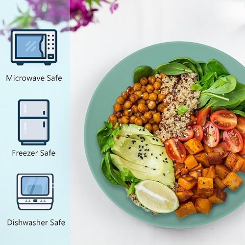 Miniatura 4 de Juego de 8 platos planos alternativos para platos de plástico, aptos para microondas y lavavajillas, platos de paja de trigo para cocina, platos