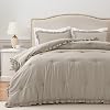 HARBOREST Queen Comforter Set Linen - Ruffle Comforter for Queen Size Bed, Fluffy Queen Size Comforter Set for All Seasons, 3 Pieces(1 Comforter & 2 Pillow Shams)