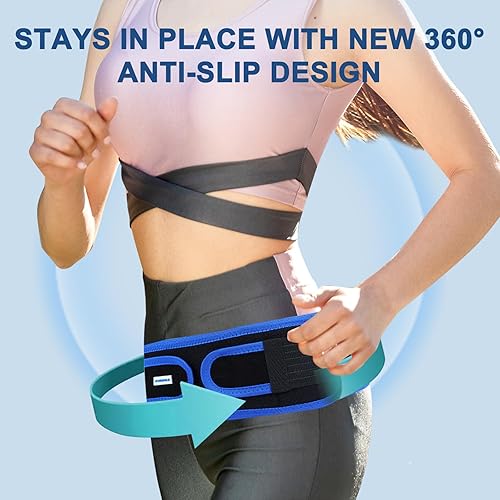 Miniatura 7 de Sacroilíaco SI - Cinturón de cadera con tiras antideslizantes de 360 para hombres y mujeres, soporte pélvico ajustable y cinturón de apoyo de