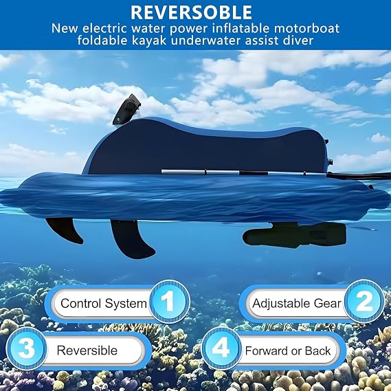 Surf Boat, Inflatable Yacht, Seated Floating Pool Motor Boat with 500W(700W) Electric Kayak Motor, 10000mAh(16000mAh) Battery Capacity,1-2 Persons Water Propulsion Jet Ski with Propeller 500W-10A